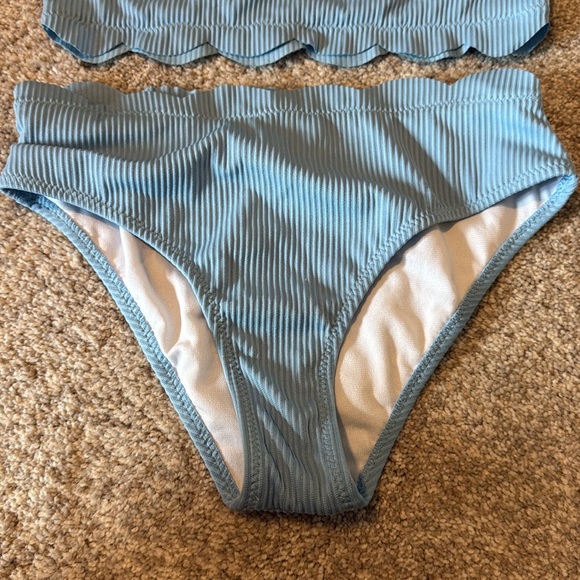 Blue Ribbed Bikini Set - Picture 2 of 6